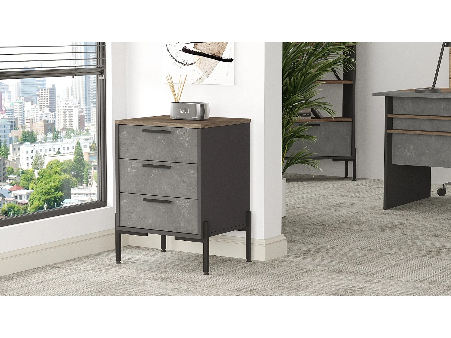 Cajonera VS3-CGA antracita gris marrón 54x44.5x70 cm