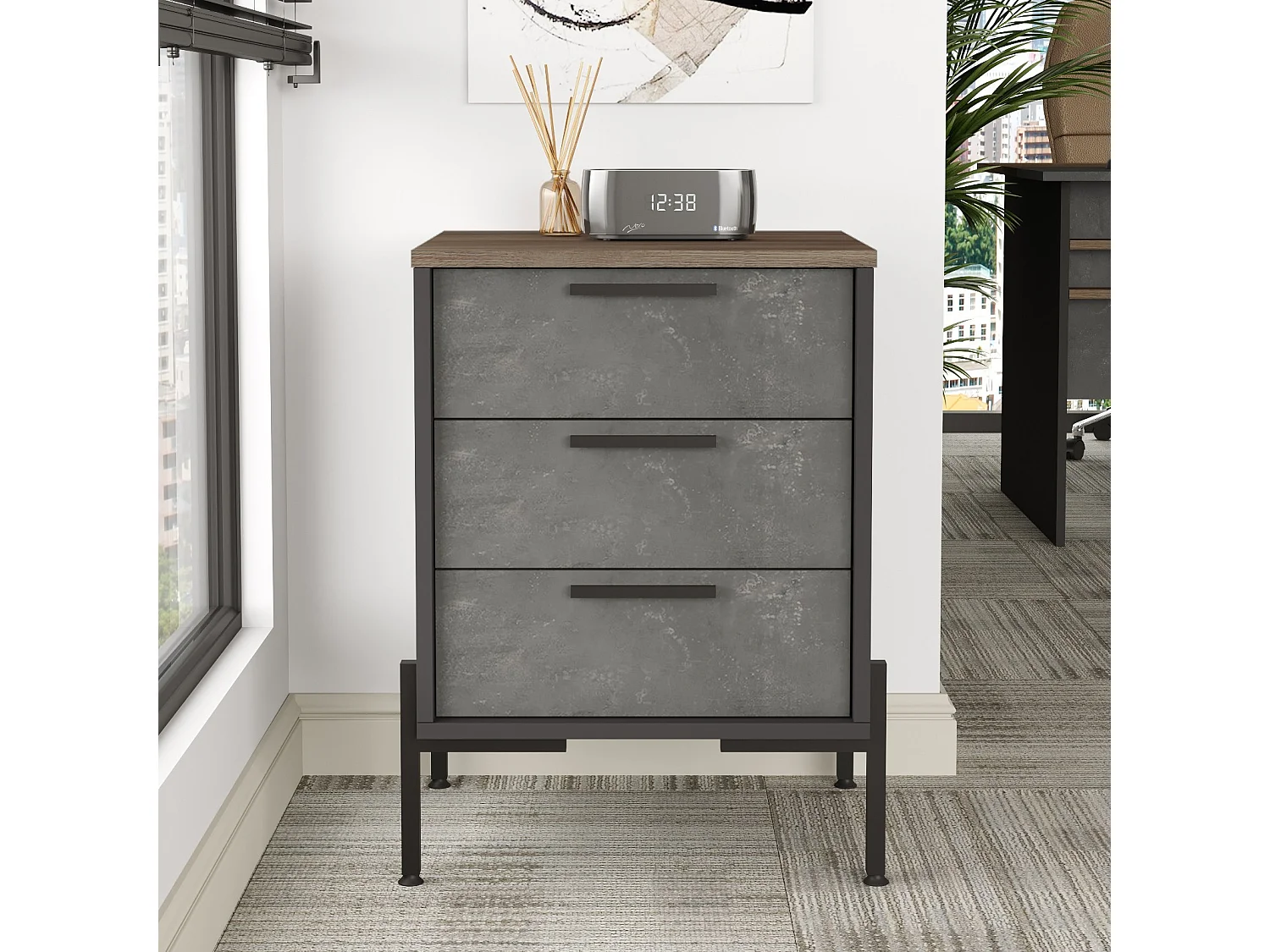 Cajonera VS3-CGA antracita gris marrón 54x44.5x70 cm