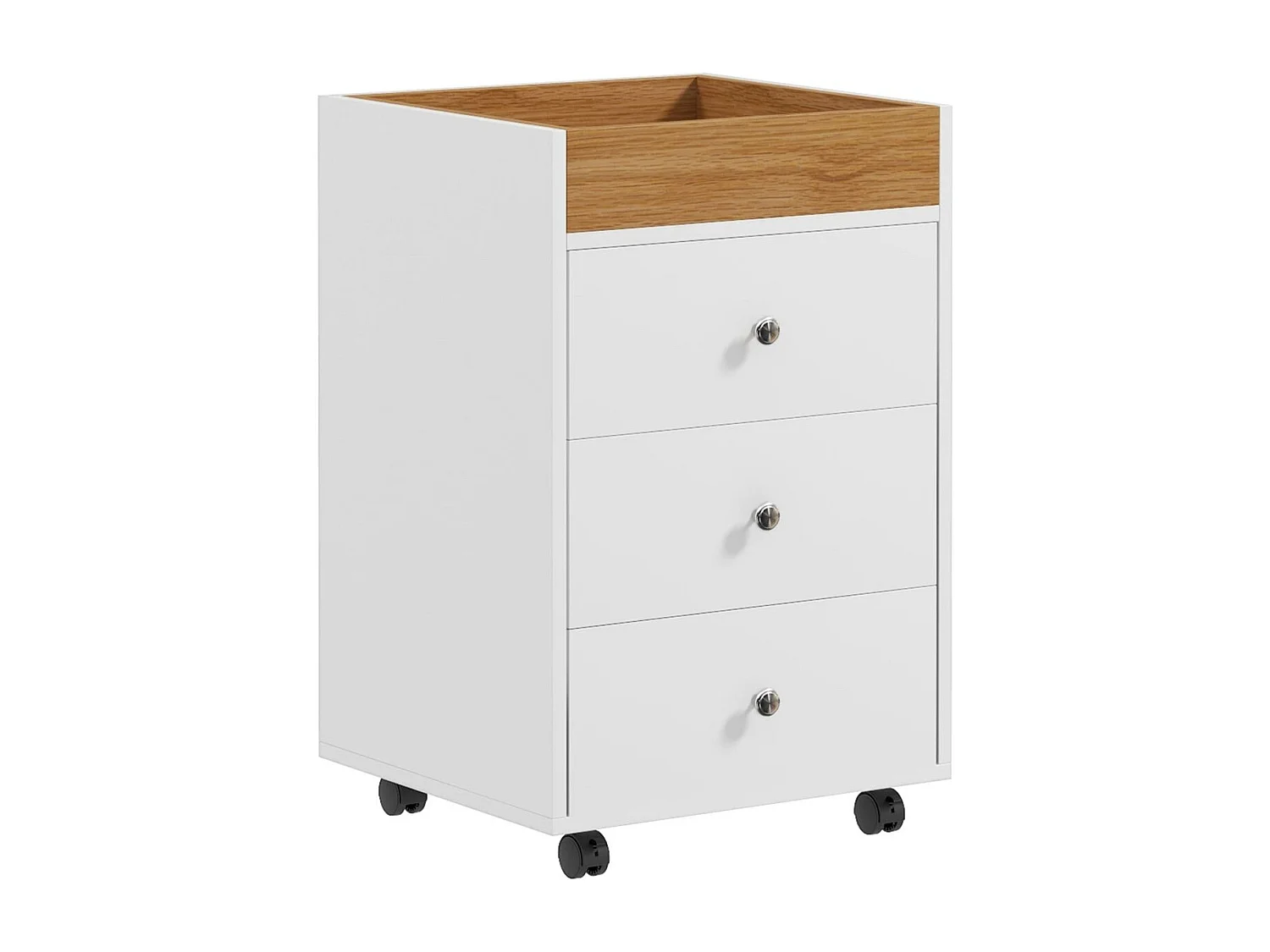 Móvel Arquivador HOMCOM com 3 Gavetas e Bandeja Amovível - Prático e Compacto em Branco e Natural