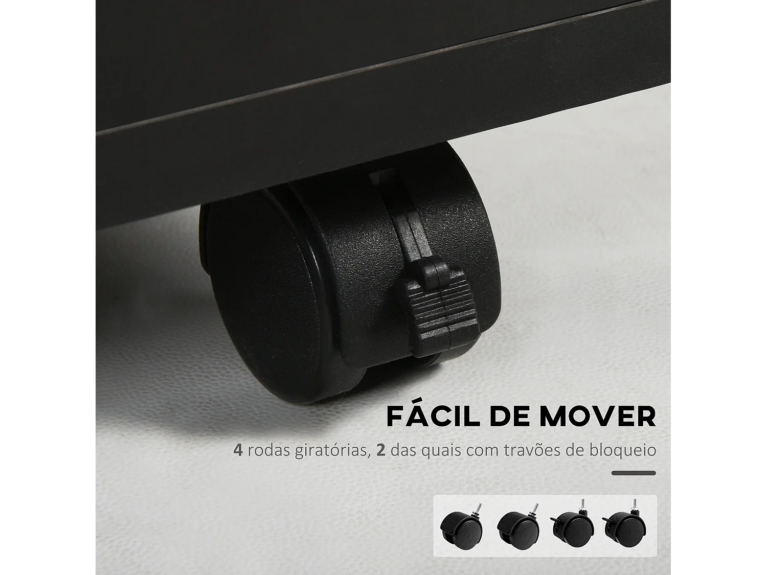 Bloco de Gavetas HOMCOM com Armário e Rodas - Móvel de Escritório Compacto Preto 40x35x60 cm