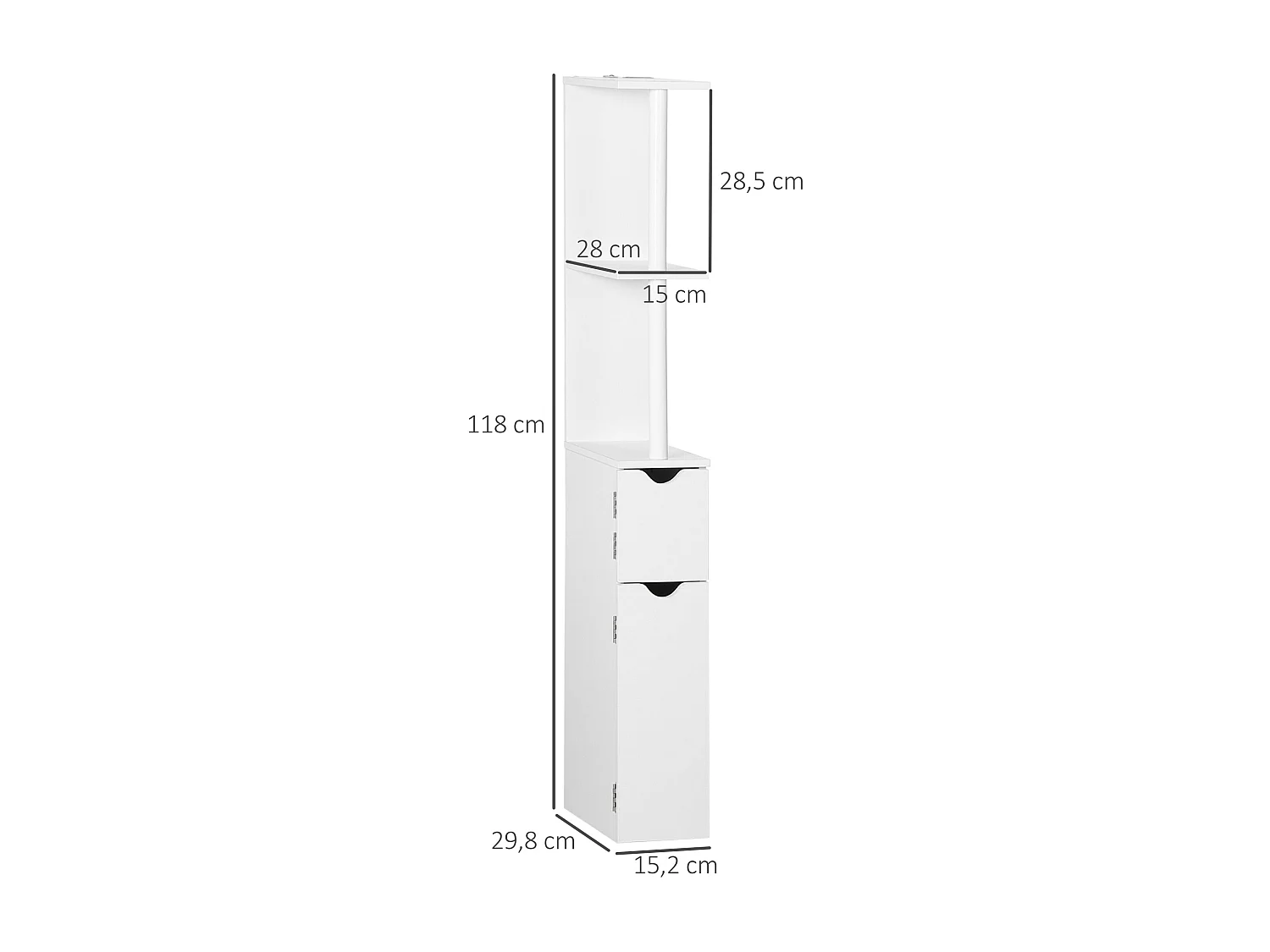 Columna de baño Dallas Kleankin 2 estantes + 2 armarios blanco 118x29,8x15,2 cm