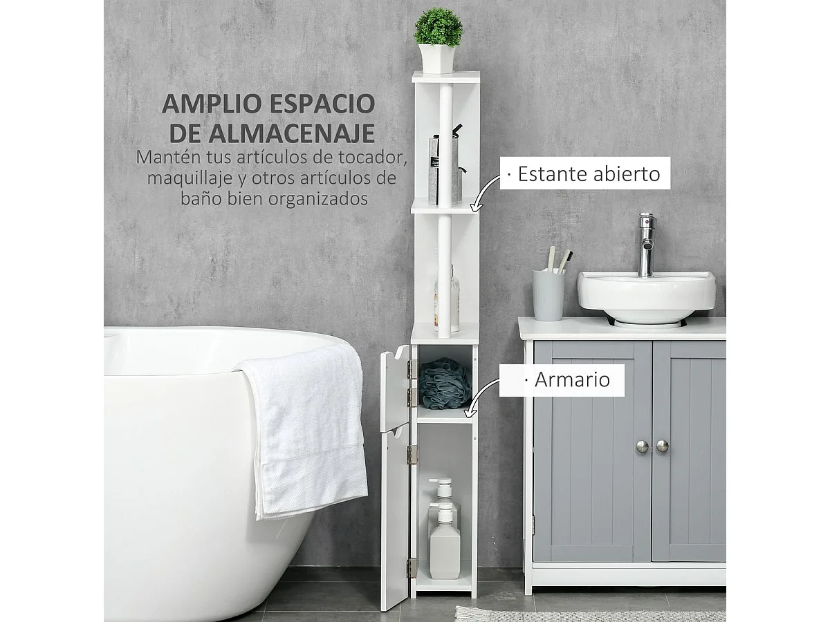 Columna de baño Dallas Kleankin 2 estantes + 2 armarios blanco 118x29,8x15,2 cm