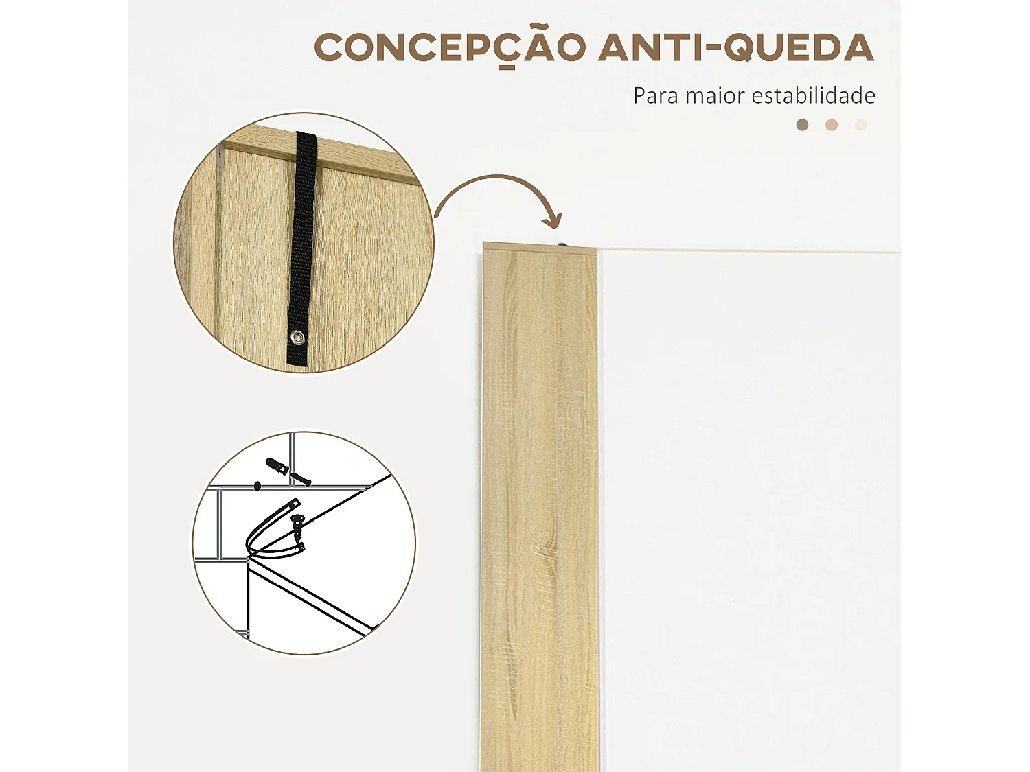 Armário Alto de Banho Kleankin com 4 Portas e Prateleiras Ajustáveis em Branco e Madeira