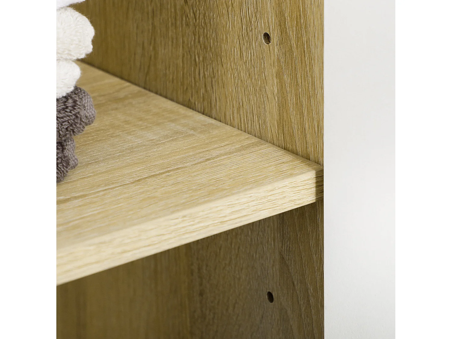 Armário Alto de Banho Kleankin com 4 Portas e Prateleiras Ajustáveis em Branco e Madeira