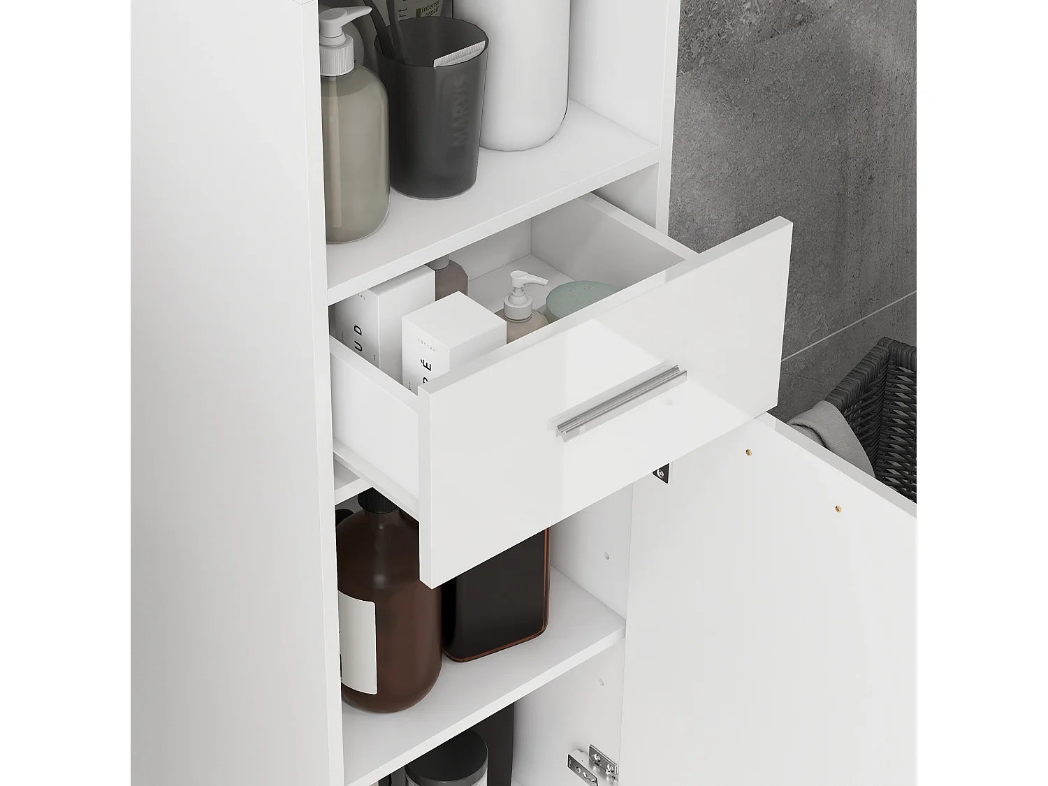 Armário Alto de Casa de Banho Damise 180cm - Branco - Estilo Moderno e Funcional