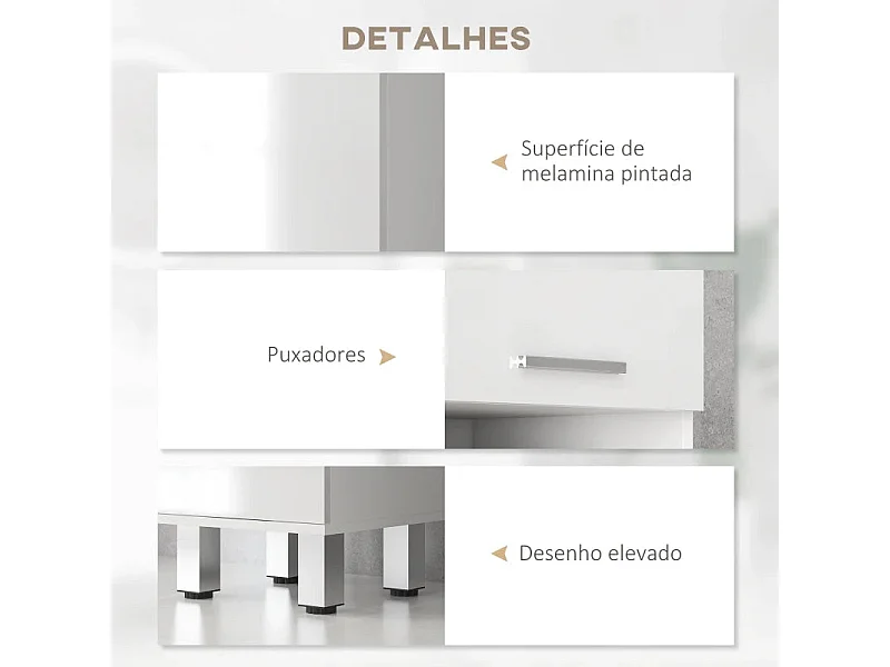 Armário Alto de Casa de Banho Damise 180cm - Branco - Estilo Moderno e Funcional