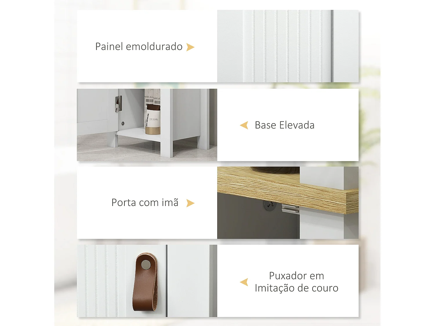 Coluna de Banho Móvel Kleankin com Prateleiras Abertas e Armário Ajustável - Branco