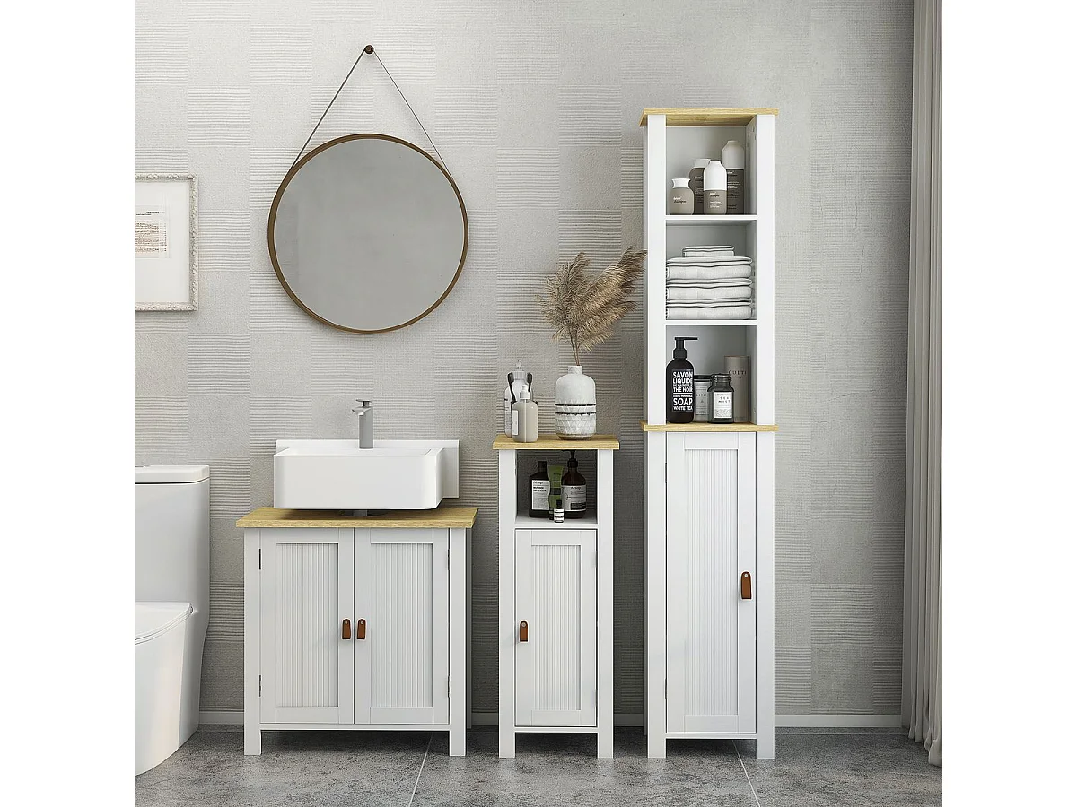 Columna de baño Monte Kleankin con puerta y 3 estantes blanco/natural 165x34x23 cm