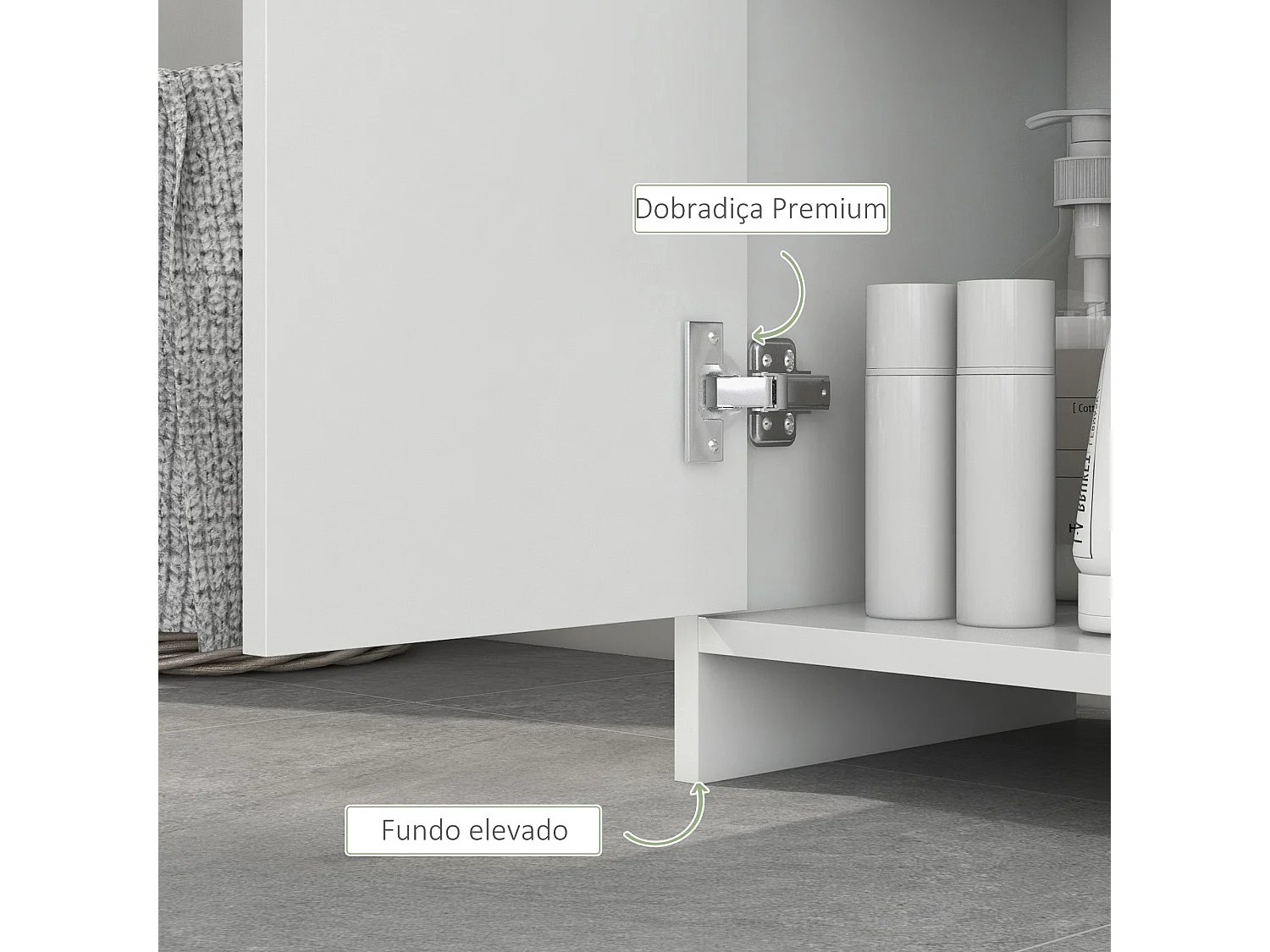 Armário Alto de Banho HOMCOM com 2 Prateleiras Abertas e Anti-Tombo em Branco - 30x30x160 cm