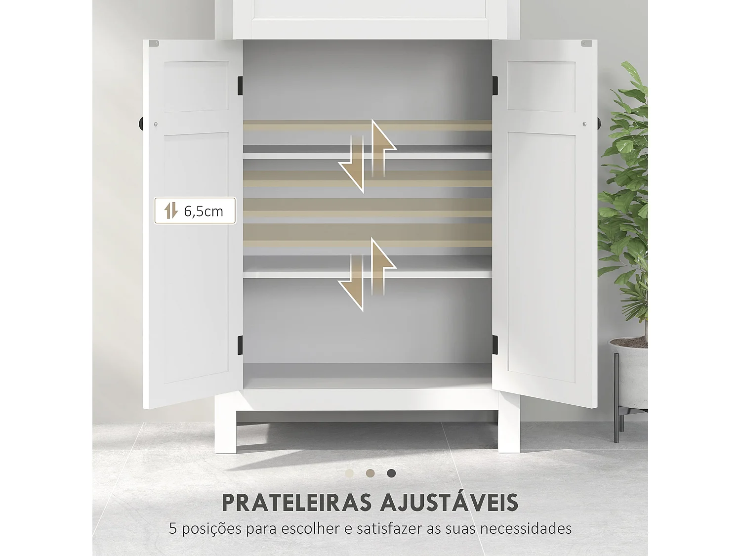Armário de Banho HOMCOM Moderno com Gaveta e Prateleiras Ajustáveis - 60x30x102,5 cm Branco