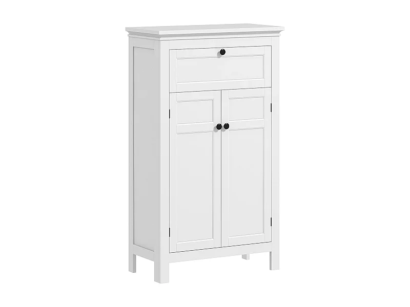 Armário de Banho HOMCOM Moderno com Gaveta e Prateleiras Ajustáveis - 60x30x102,5 cm Branco