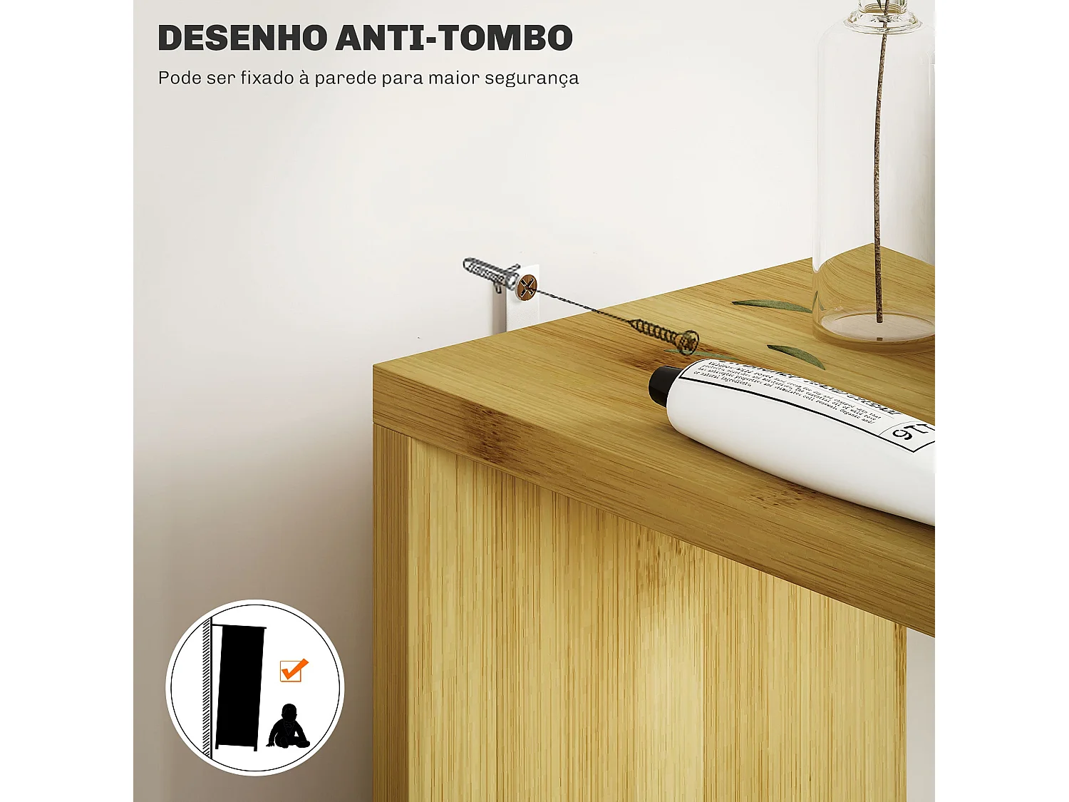 Mueble auxiliar Dhea Homcom 2 armarios + 2 estantes natural 120x18x30 cm