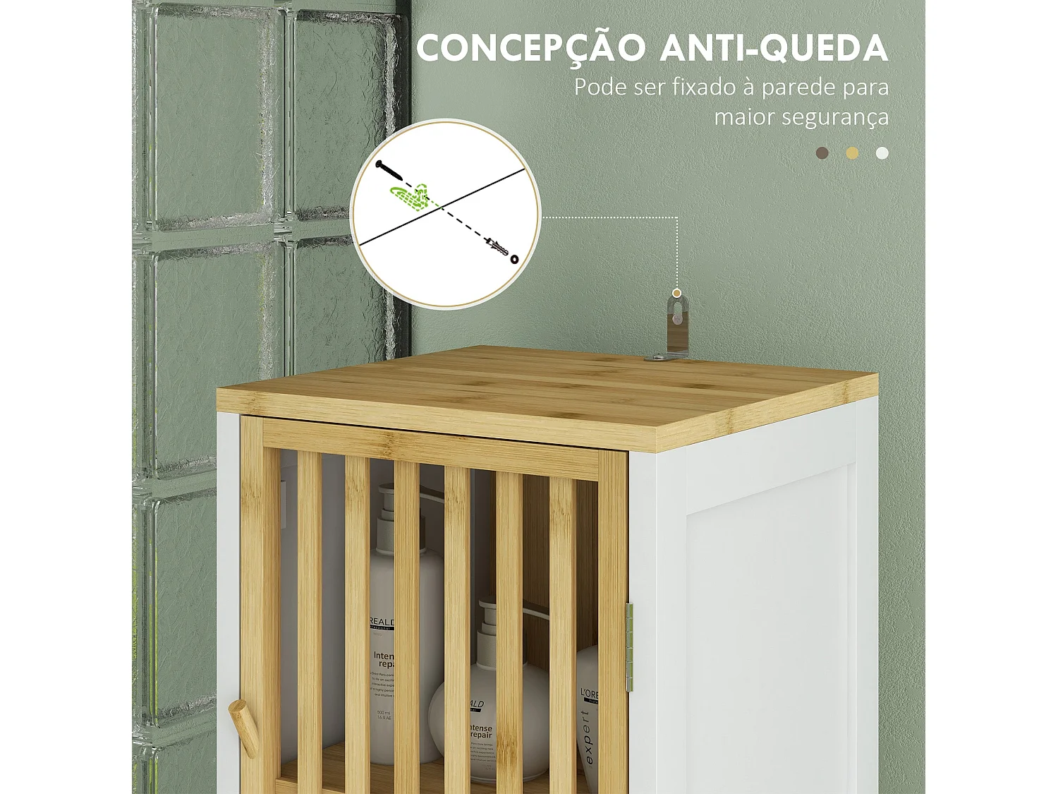 Armario auxiliar Trevel Homcom 2 puertas + 2 compartimentos natural/blanco 172x32x30 cm