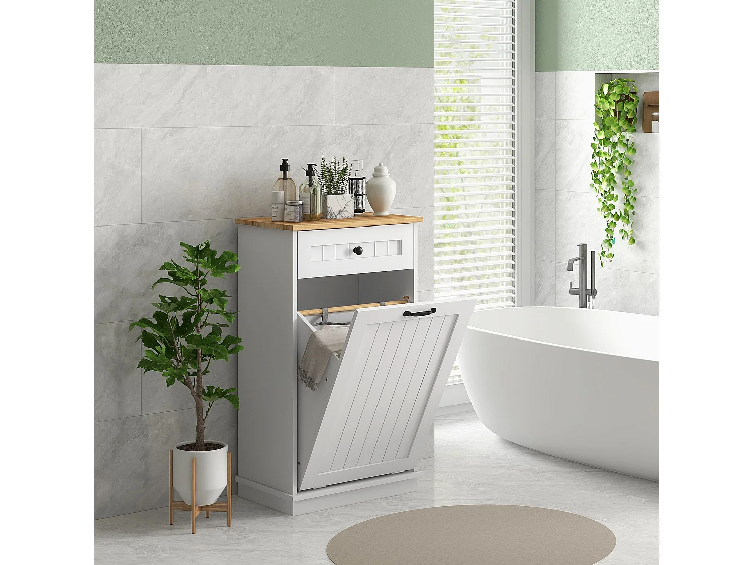 Mueble de baño Milán Homcom con cajón y puerta abatible blanco 90x52x33 cm