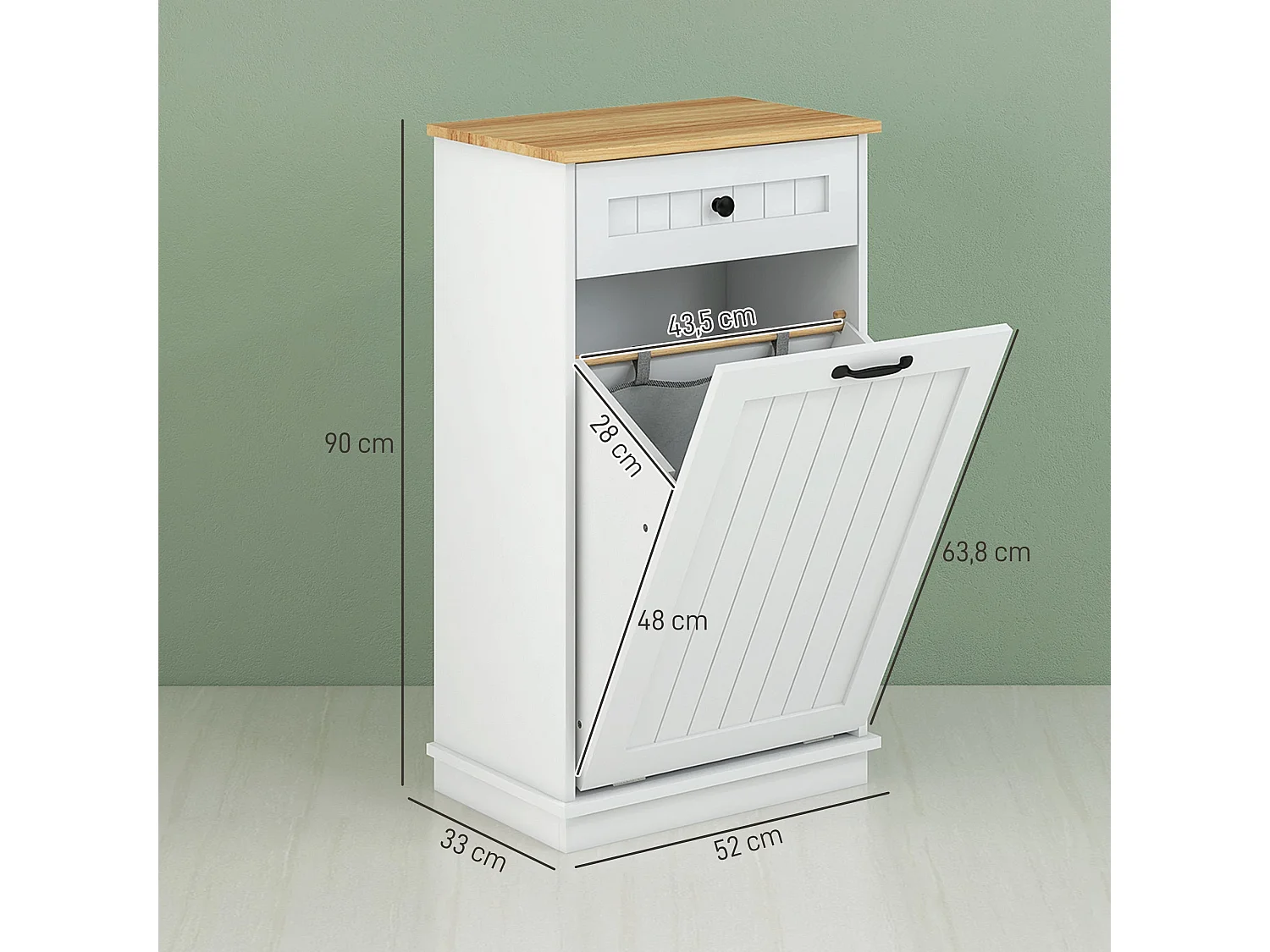 Mueble de baño Milán Homcom con cajón y puerta abatible blanco 90x52x33 cm