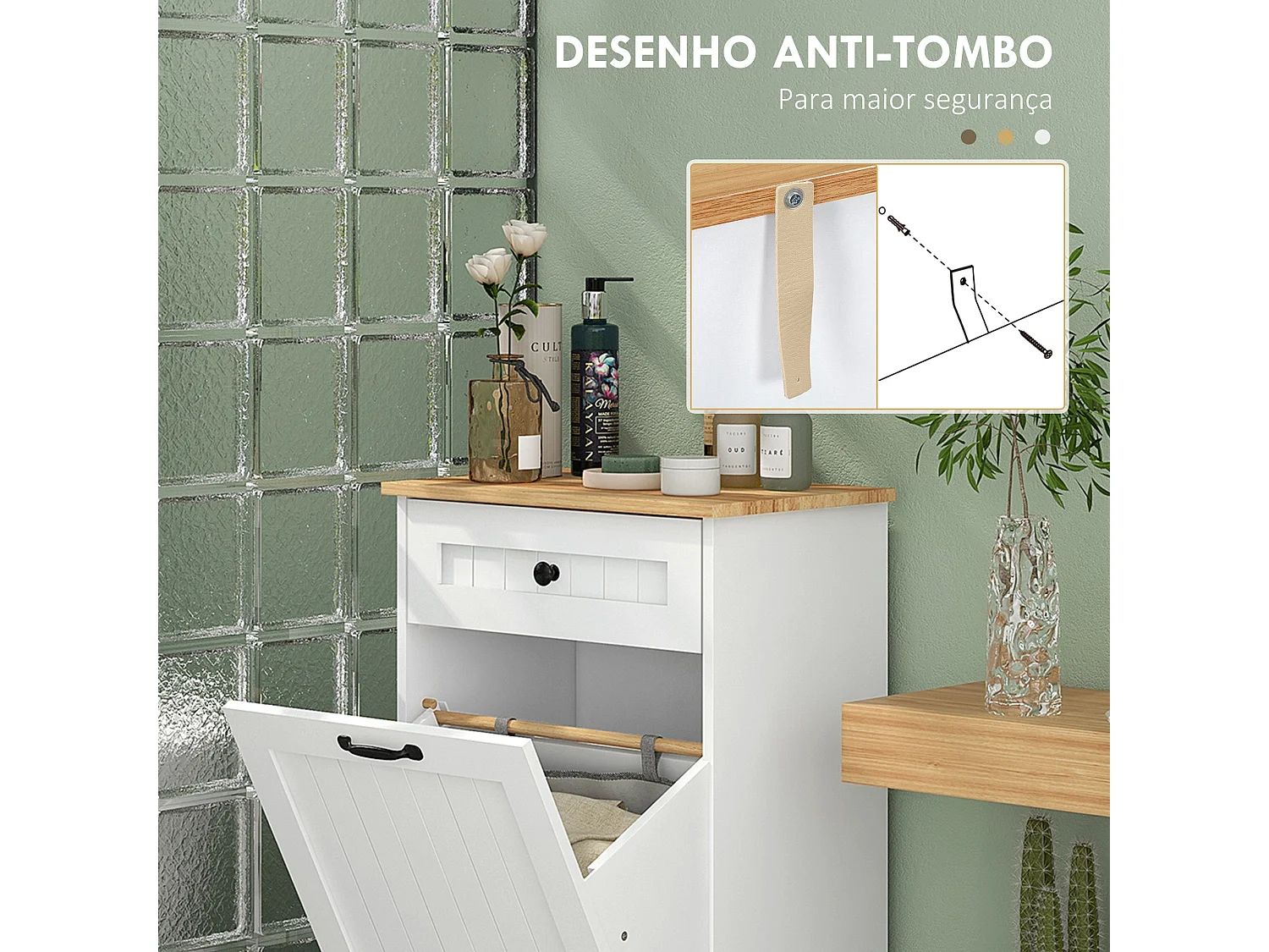 Mueble de baño Milán Homcom con cajón y puerta abatible blanco 90x52x33 cm