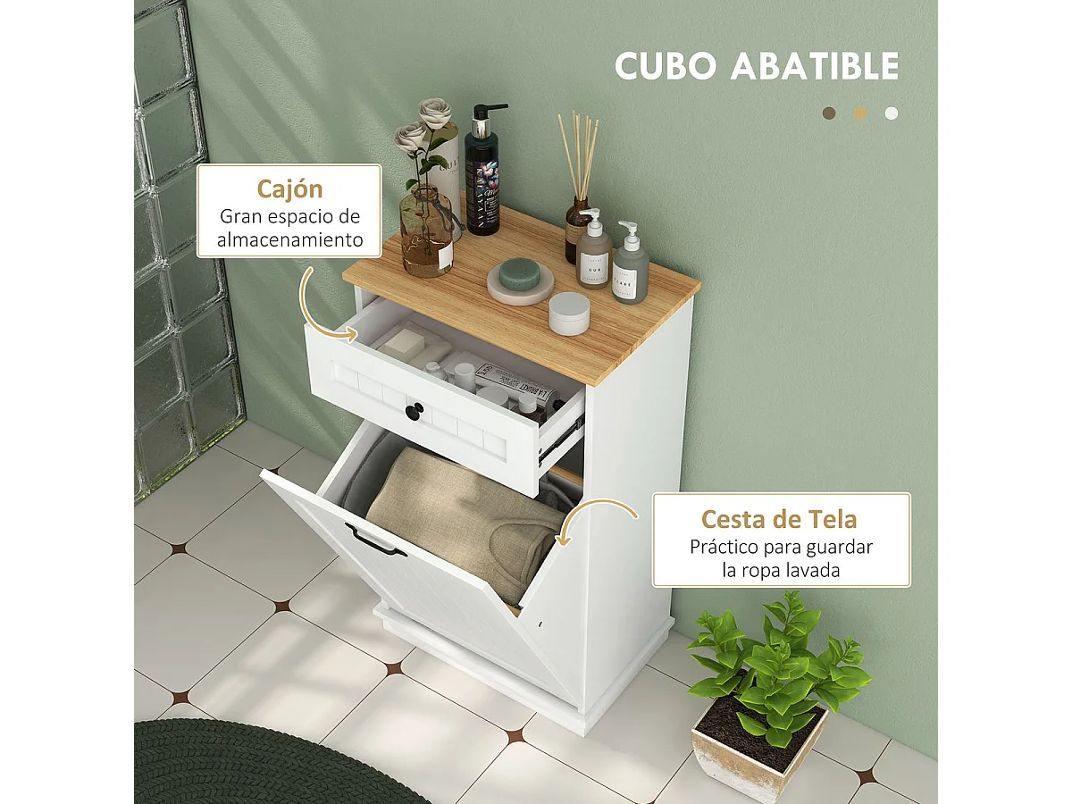 Mueble de baño Milán Homcom con cajón y puerta abatible blanco 90x52x33 cm