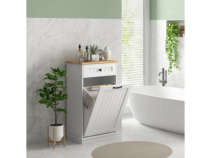 Mueble de baño Milán Homcom con cajón y puerta abatible blanco 90x52x33 cm