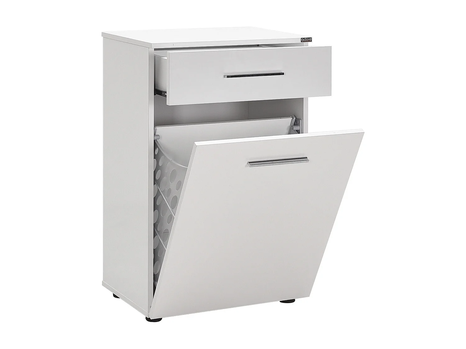 Meuble bas avec panier à linges blanc Lika 52cm