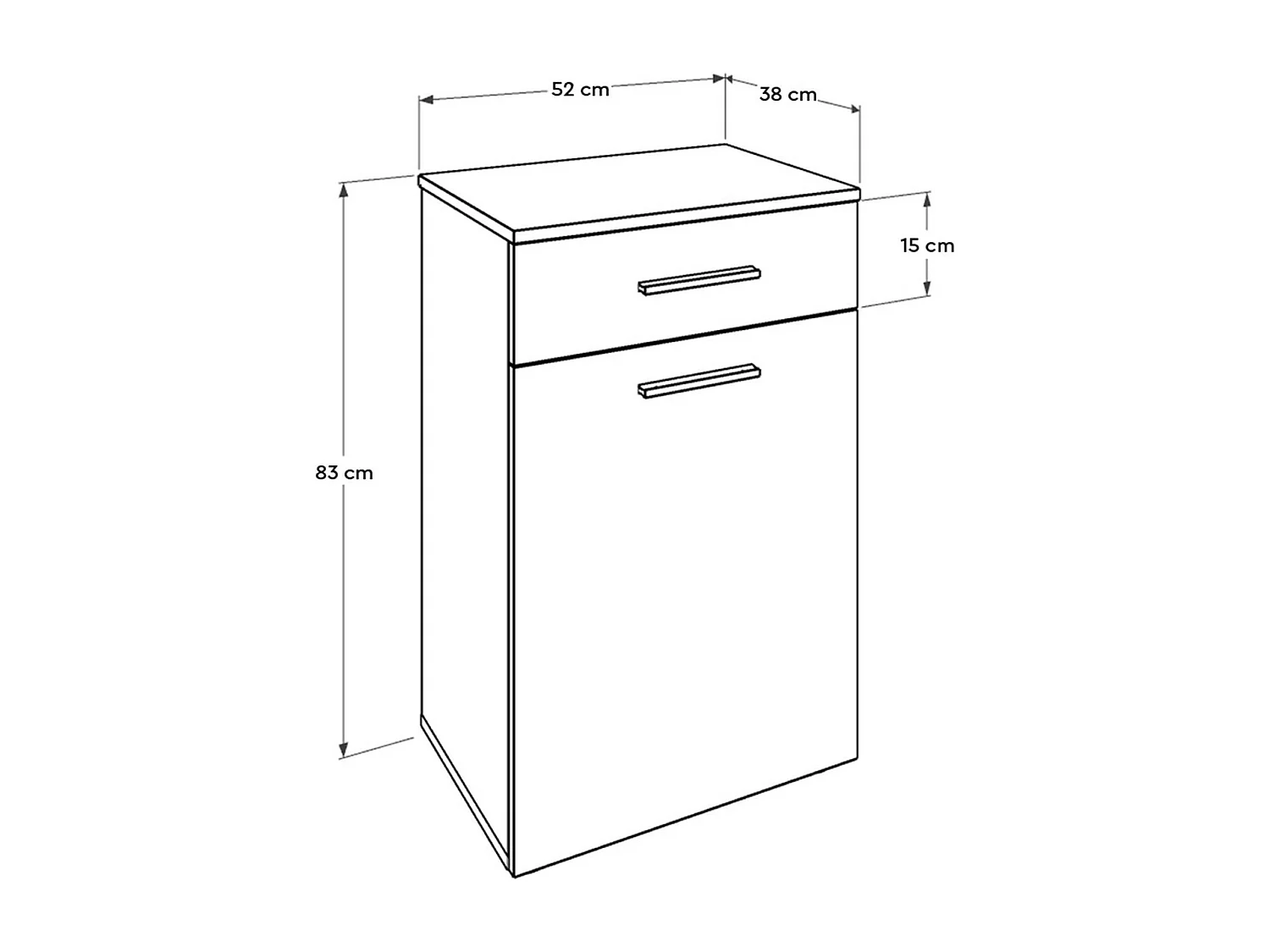 Meuble bas avec panier à linges blanc Lika 52cm