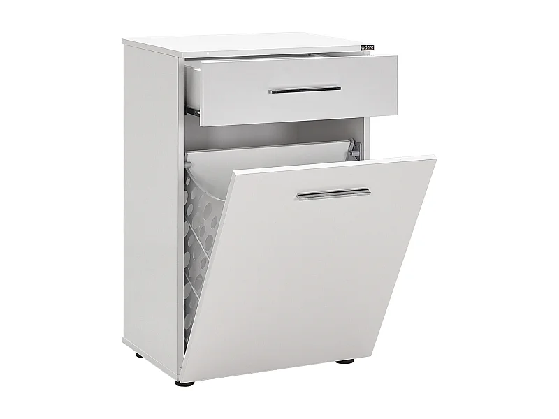 Meuble bas avec panier à linges blanc Lika 52cm