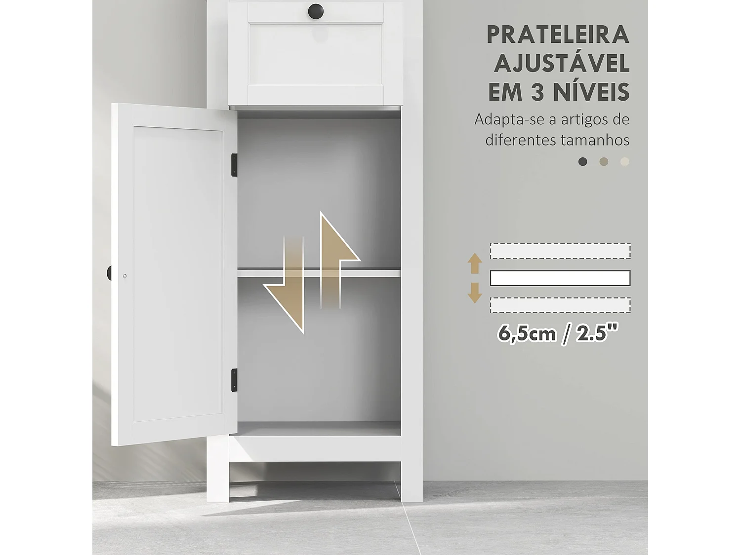 Mueble auxiliar Yala Homcom cajón + armario + 2 compartimentos blanco 165x40x30 cm