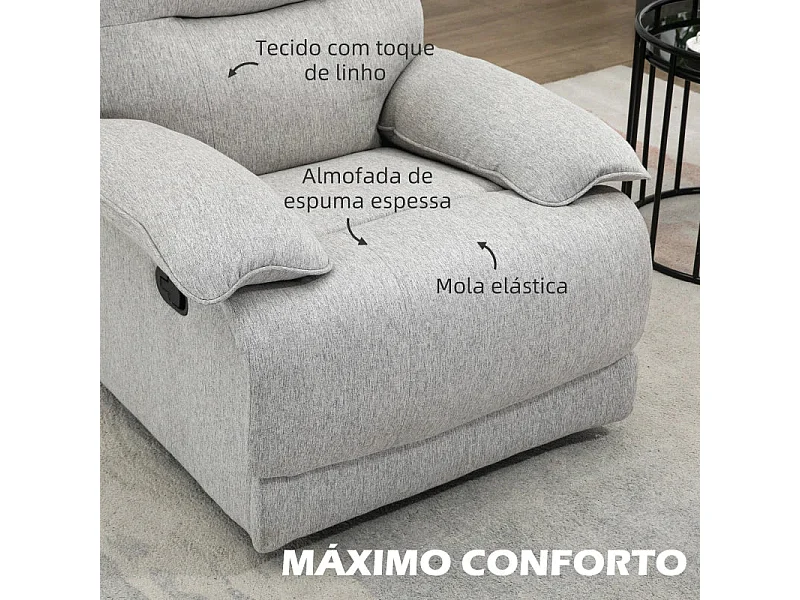 Poltrona Reclinável Dayla em Tecido Premium Cinza - Conforto e Estilo Nórdico