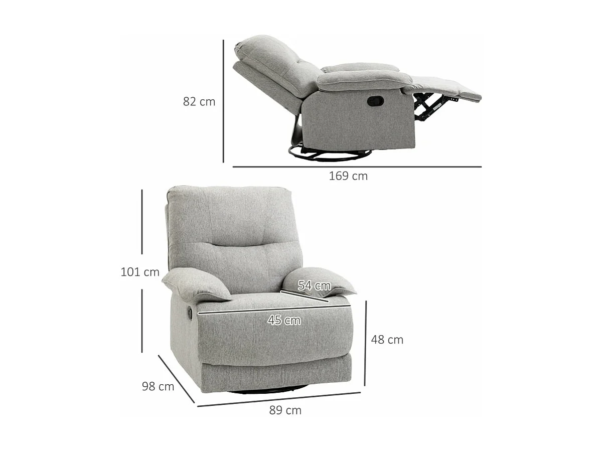 Poltrona Reclinável Dayla em Tecido Premium Cinza - Conforto e Estilo Nórdico