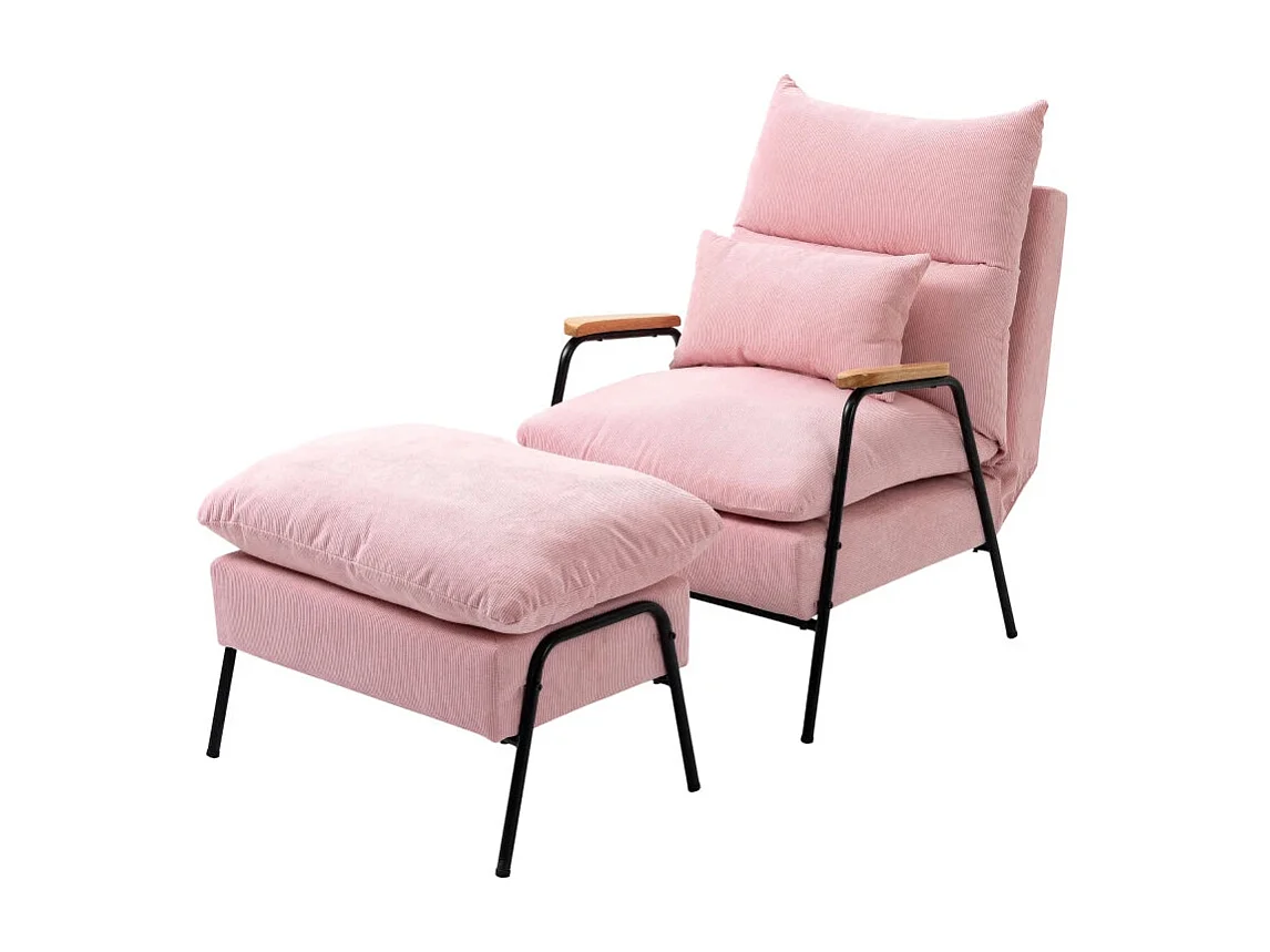 Sillón con reposapiés rosa 68x91.5x88 cm HOMCOM