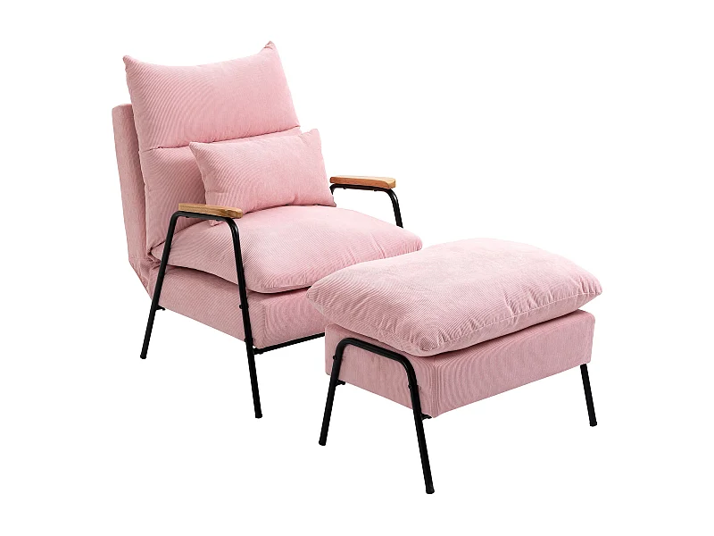 Sillón con reposapiés rosa 68x91.5x88 cm HOMCOM