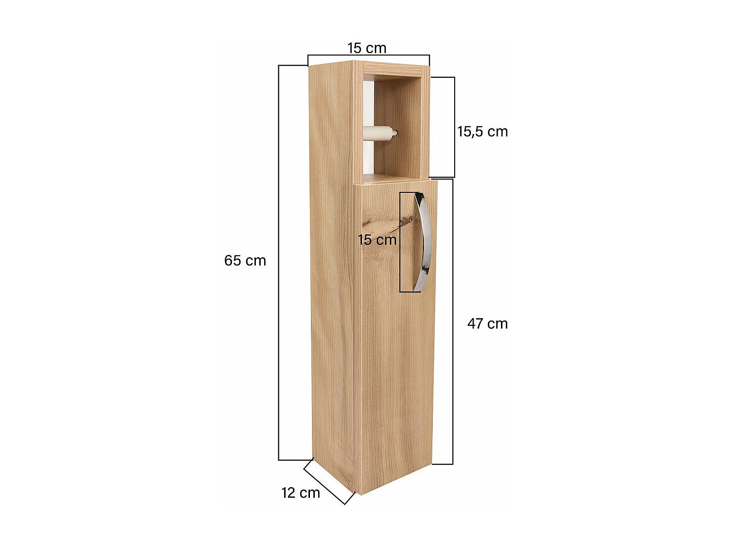 Mueble de baño de pared Kailua 433, Roble, Montada en la pared, Número de puertas: 1.00,
