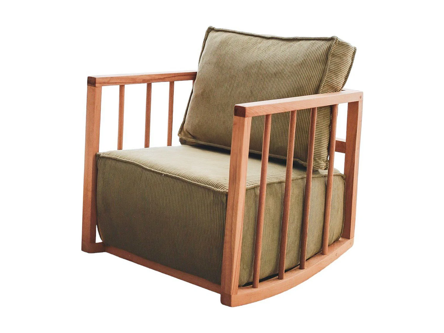 Eleganter Sessel, Khaki, 65 x 80 x 71 cm | 100 % Holzrahmen, Babyface-Stoff | Bequeme Sitzfläche mit 56 cm Tiefe | Perfekt für Kinder