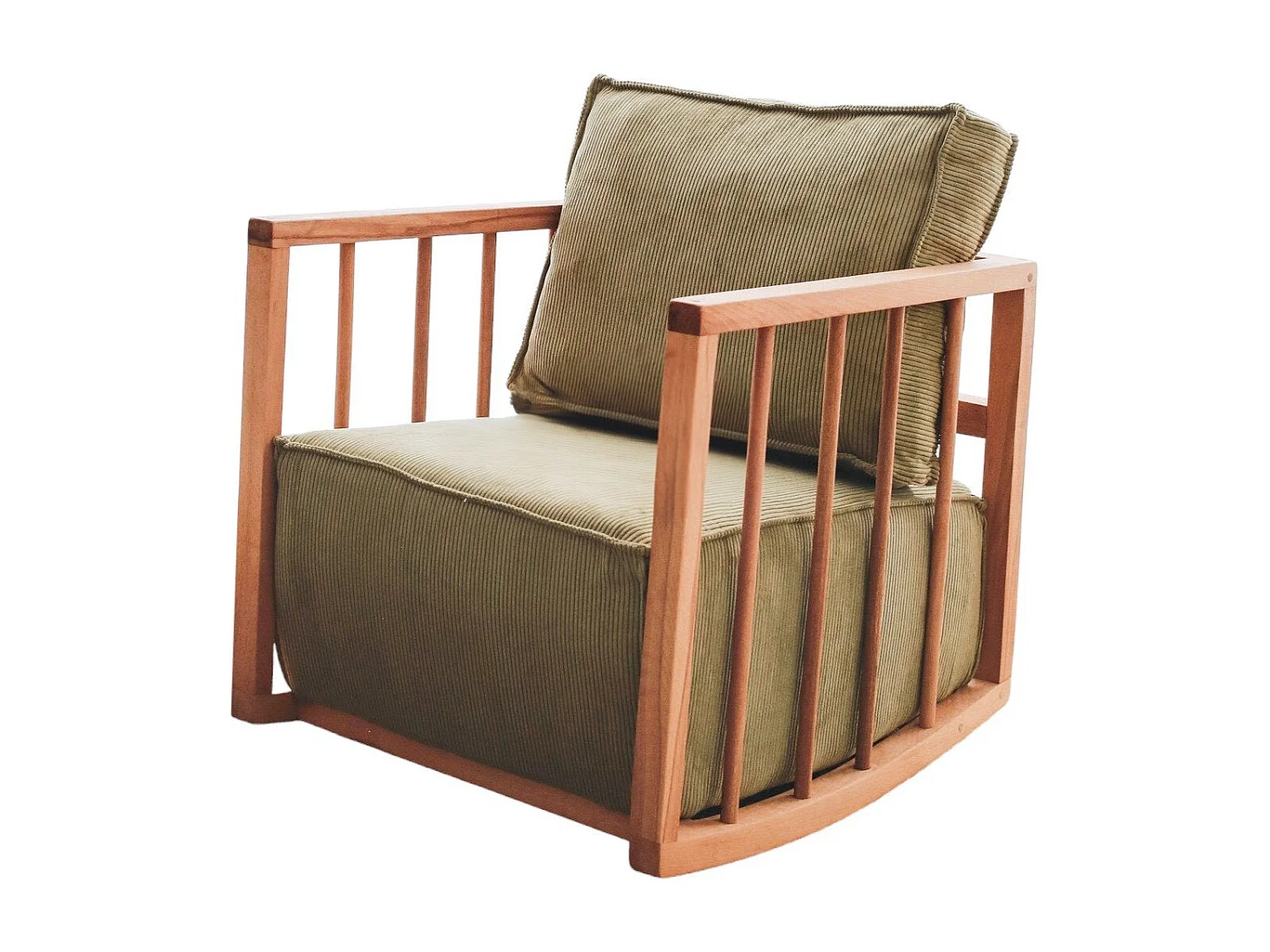 Eleganter Sessel, Khaki, 65 x 80 x 71 cm | 100 % Holzrahmen, Babyface-Stoff | Bequeme Sitzfläche mit 56 cm Tiefe | Perfekt für Kinder