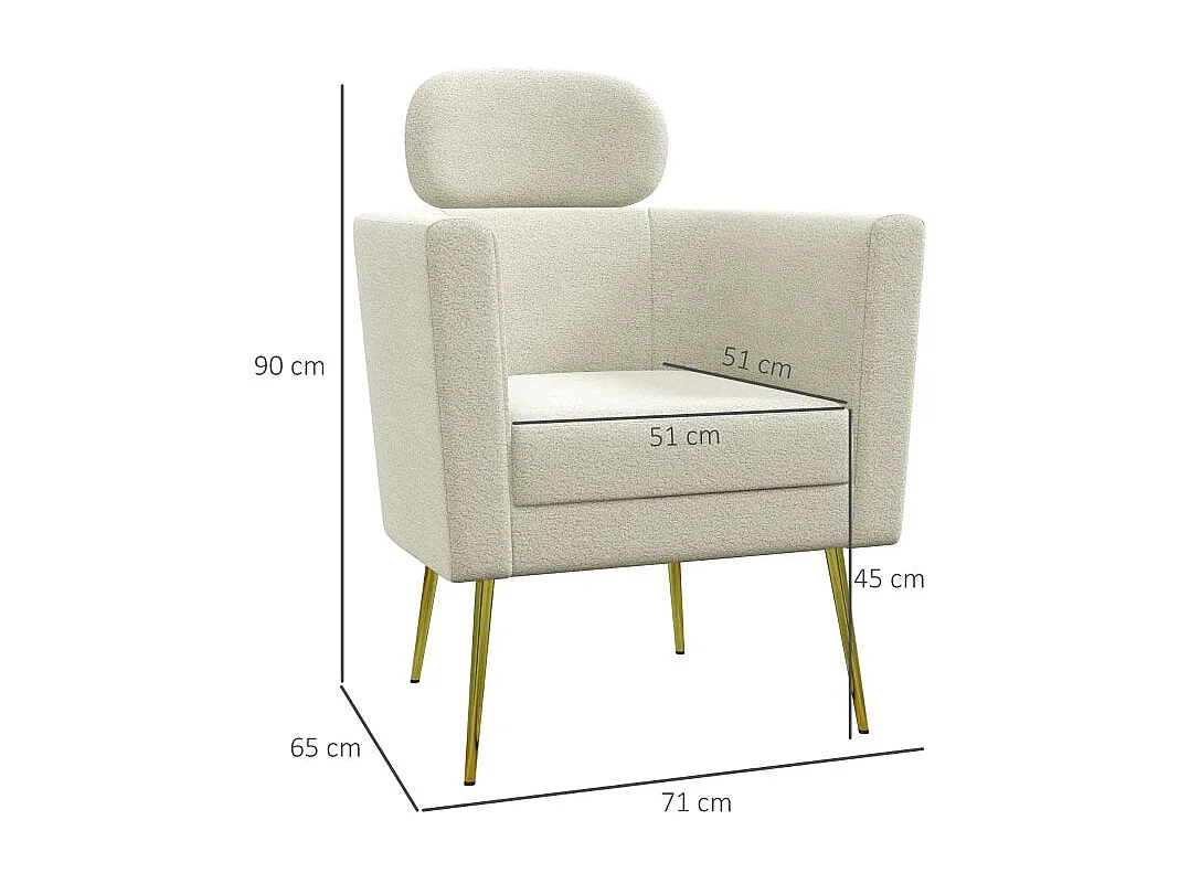 Poltrona Queen Creme e Dourado - Elegância e Conforto no Design Nórdico