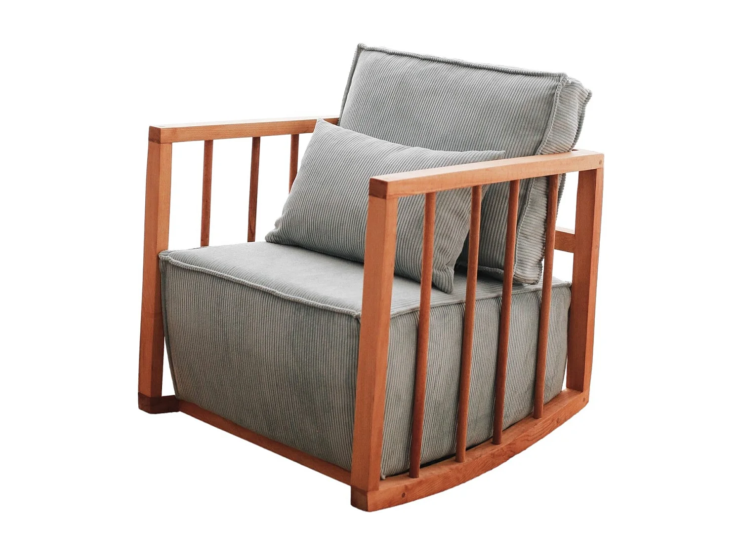 Eleganter Sessel, blauer Stoff, 65 cm B x 80 cm H x 71 cm T | Rahmen aus 100 % Holz, angenehme Sitztiefe | Perfekt für das Wohnzimmer