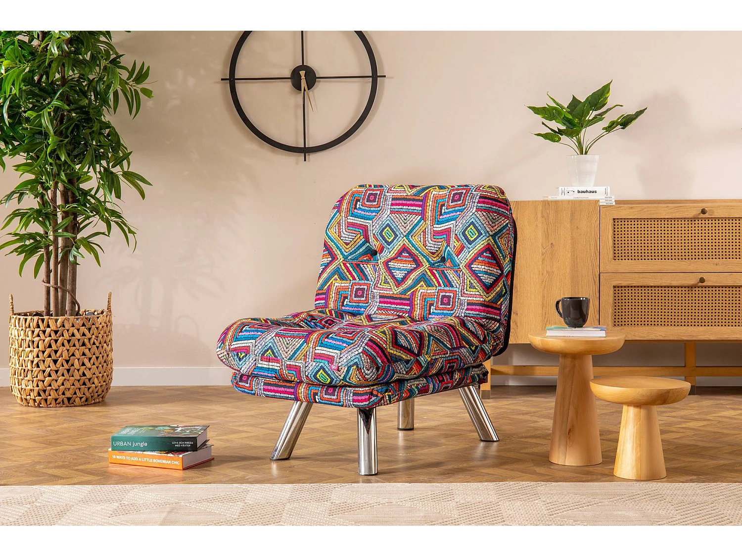 Sofá-Cama Misa Small Solo - Estilo Patchwork e Conforto Inigualável