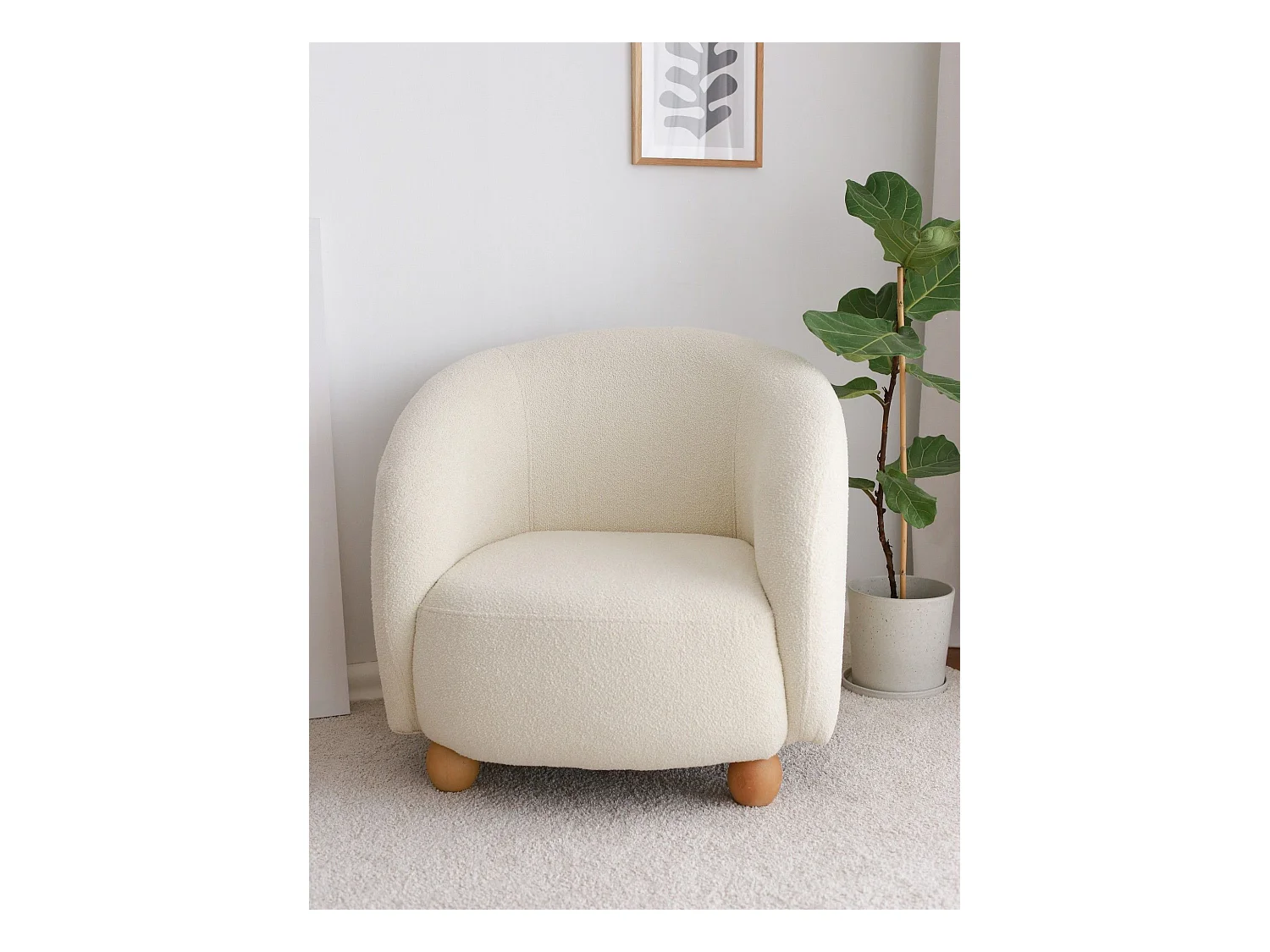 Sillón Altadena 543, Blanco, 77x82x80cm, Tapiz, Patas: Madera