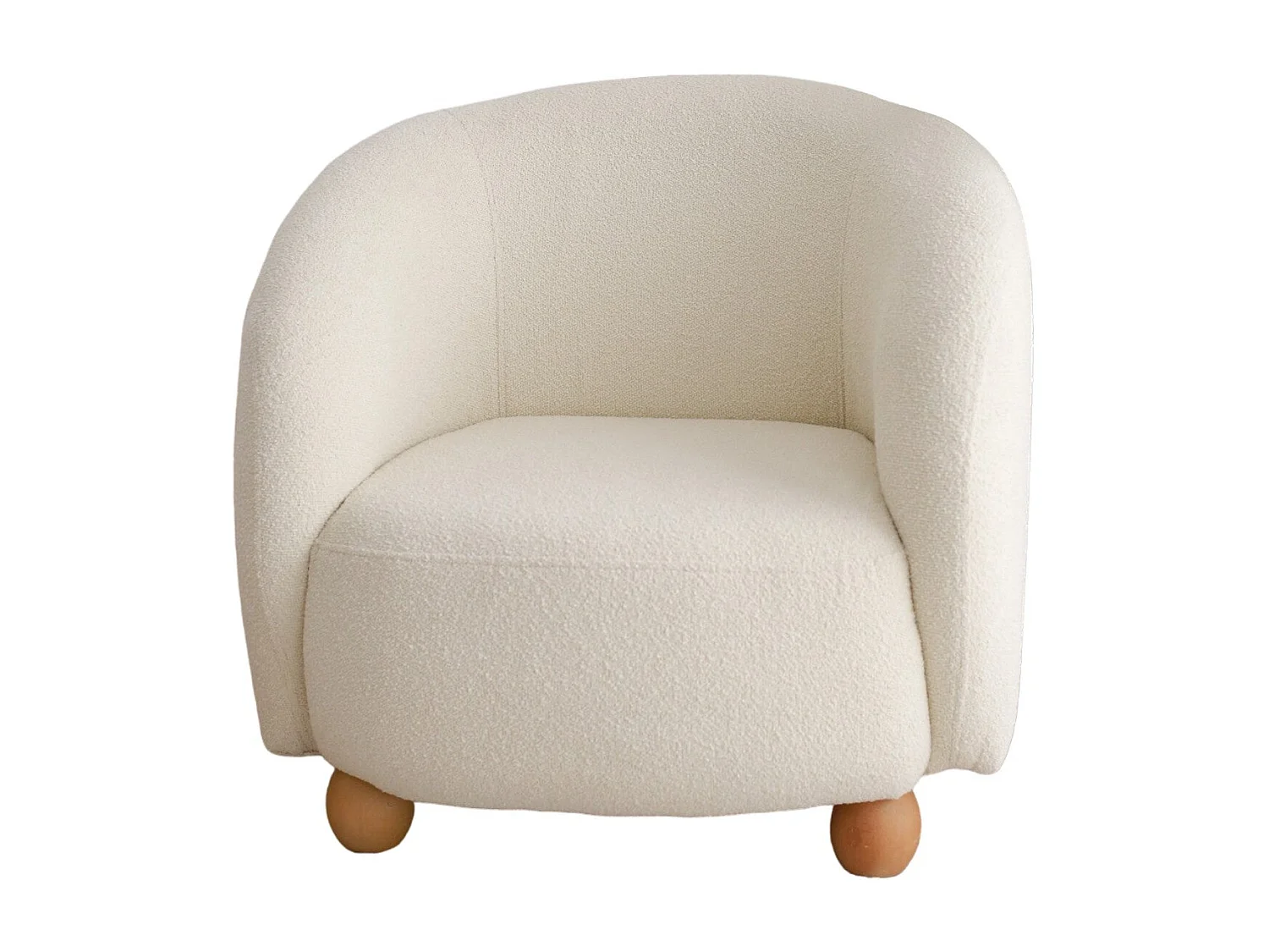 Eleganter weißer Sessel, 82 x 80 x 77 cm | Rahmen aus 100 % Karpfenholz, Stoff aus 100 % Teddy | Perfekt für Wohnzimmer und gemütliche Räume