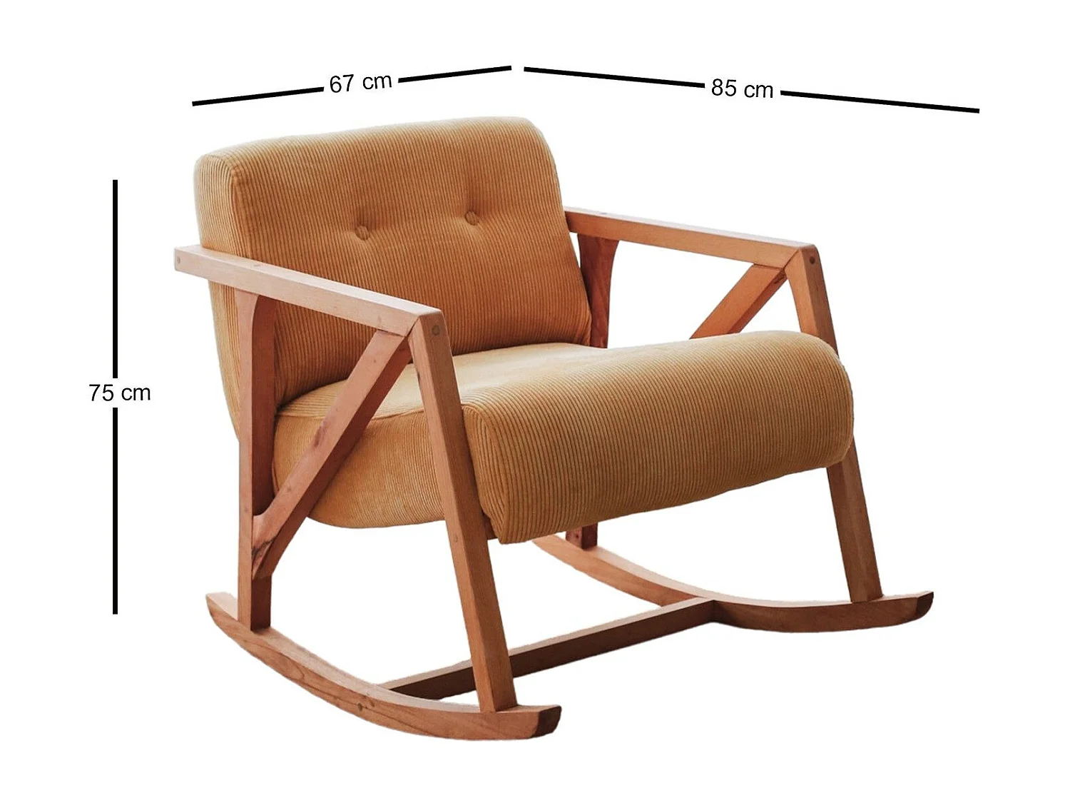 Eleganter gelber Samtsessel, 67cm B x 75cm H x 85cm T | Stabile Holzbeine, bequeme Sitzhöhe von 51cm | Perfekt für