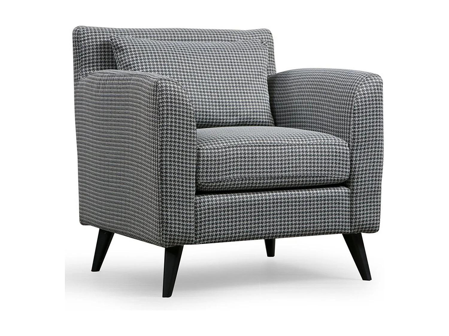 Sillón orejero elegante, blanco y negro, 82 x 75 x 83 cm | Estructura de madera de haya y aglomerado, 100 % poliéster, cojines portátiles |