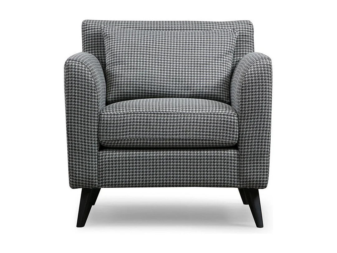 Sillón orejero elegante, blanco y negro, 82 x 75 x 83 cm | Estructura de madera de haya y aglomerado, 100 % poliéster, cojines portátiles |