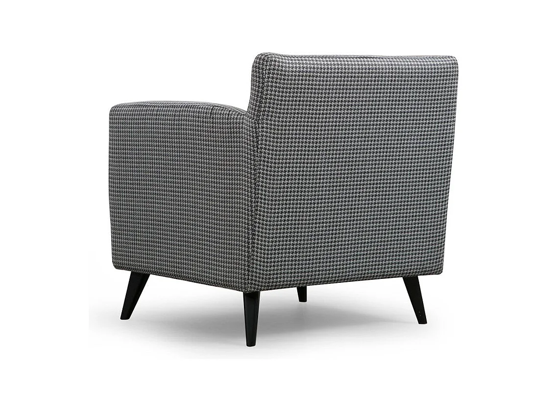 Sillón orejero elegante, blanco y negro, 82 x 75 x 83 cm | Estructura de madera de haya y aglomerado, 100 % poliéster, cojines portátiles |