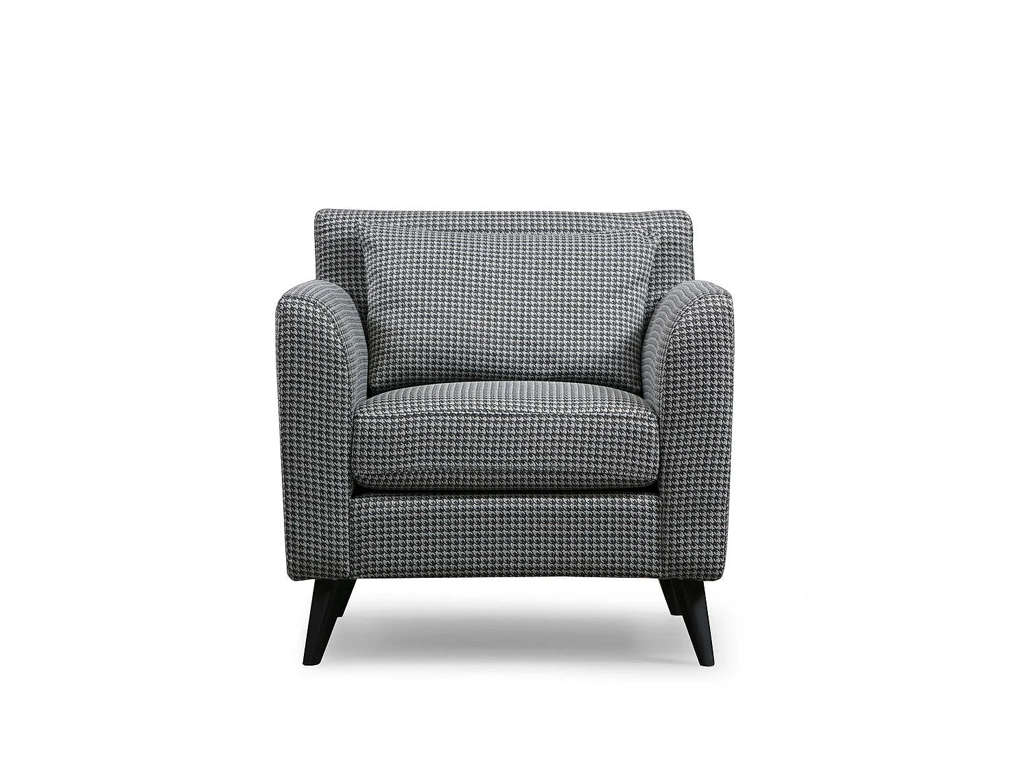 Sillón orejero elegante, blanco y negro, 82 x 75 x 83 cm | Estructura de madera de haya y aglomerado, 100 % poliéster, cojines portátiles |