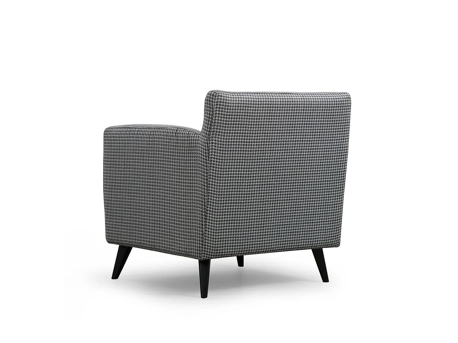Sillón orejero elegante, blanco y negro, 82 x 75 x 83 cm | Estructura de madera de haya y aglomerado, 100 % poliéster, cojines portátiles |