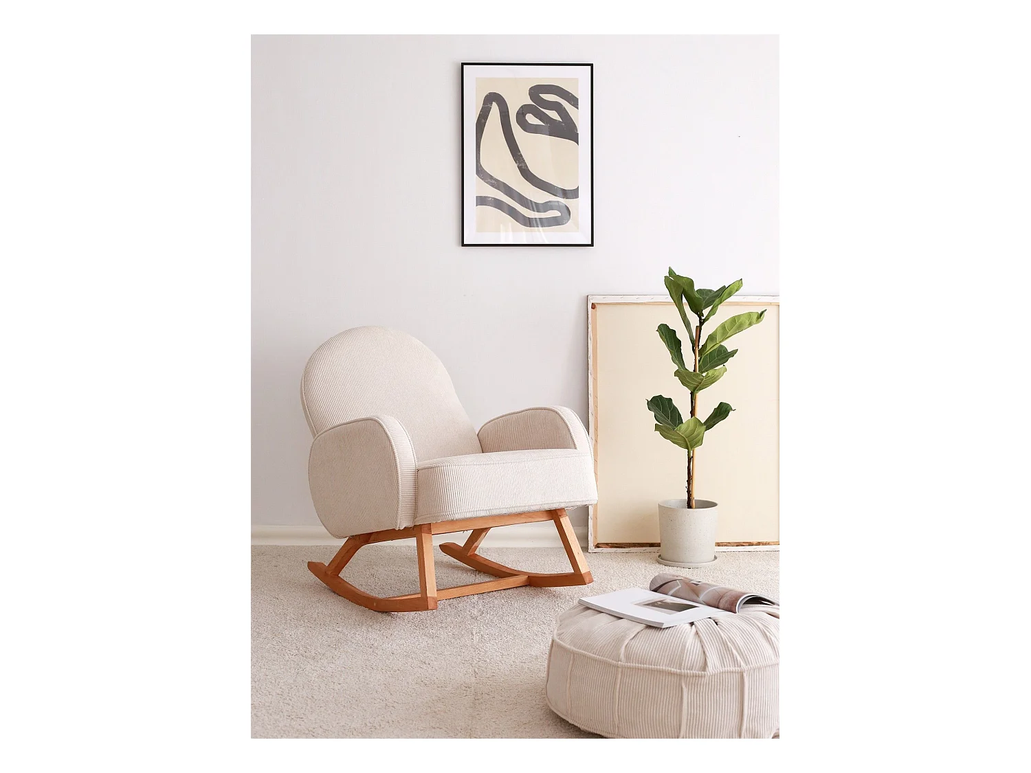 Mecedora Altadena 573, 91x78x75cm, Blanco, Tapiz, Madera, De madera