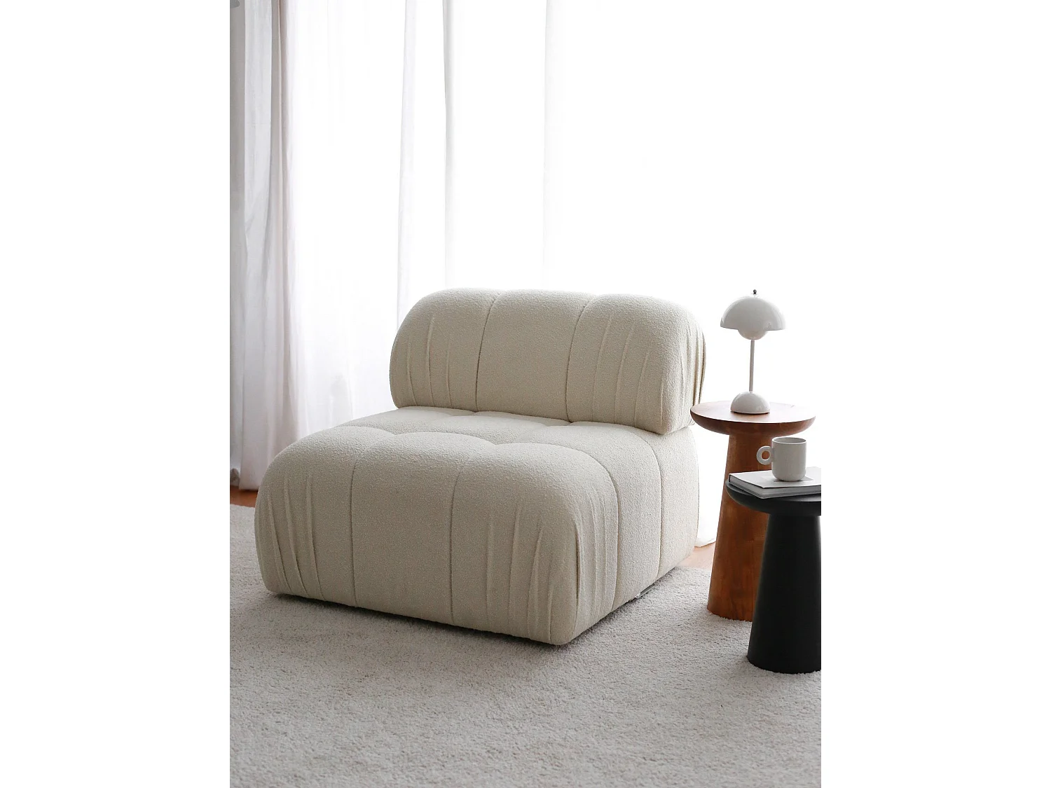Fauteuil moderne Nouda Tissu bouclette Blanc