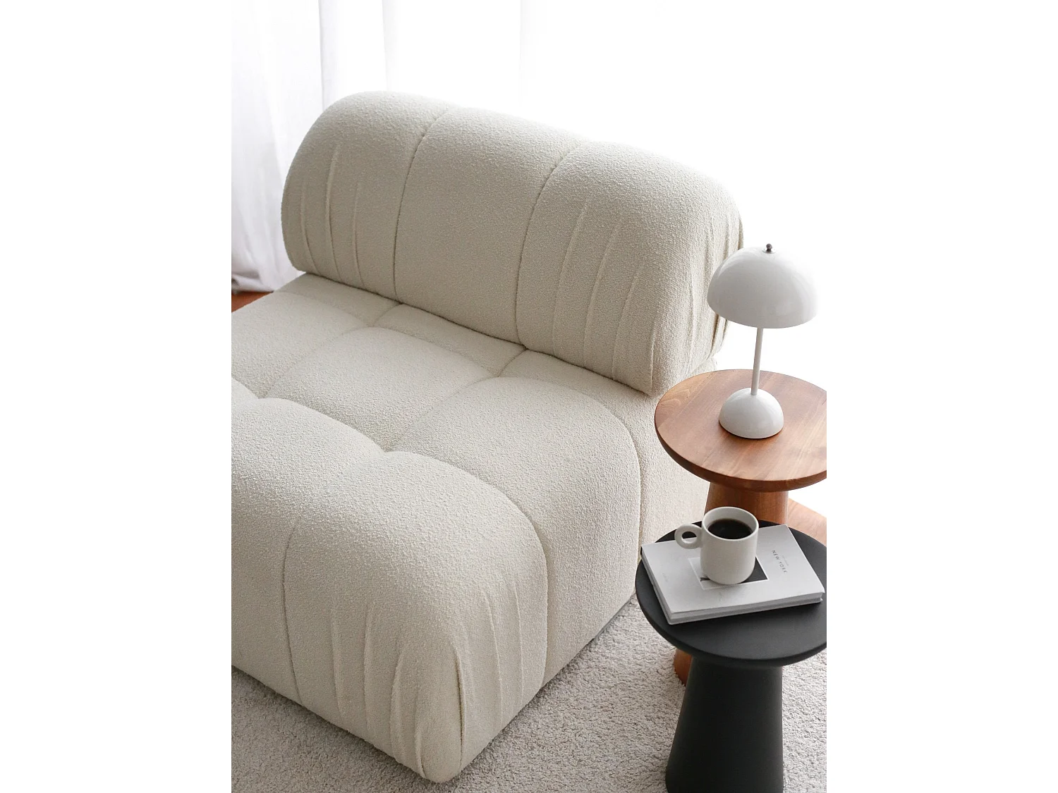 Fauteuil moderne Nouda Tissu bouclette Blanc