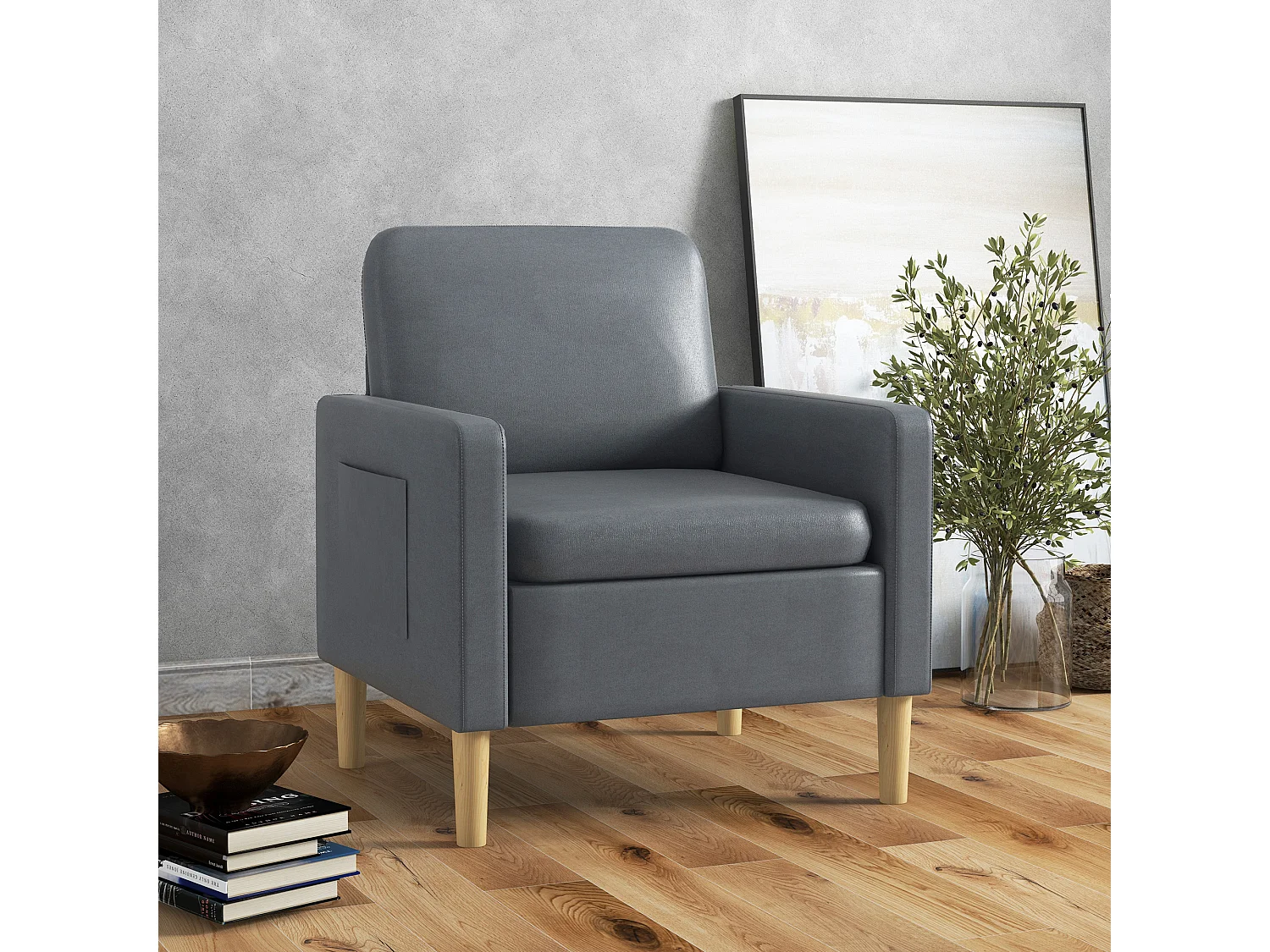 Butaca de salón gris 73x79x87 cm HOMCOM