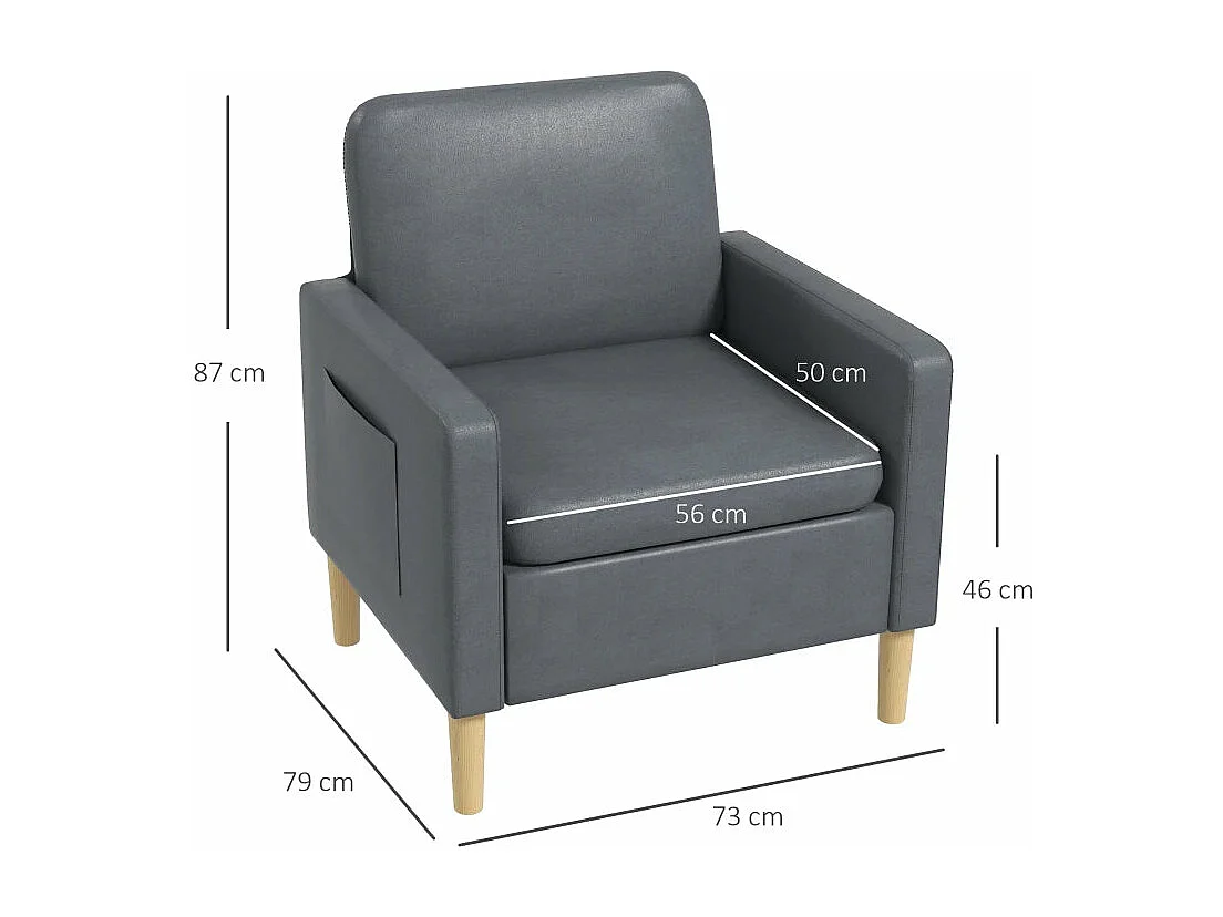 Butaca de salón gris 73x79x87 cm HOMCOM