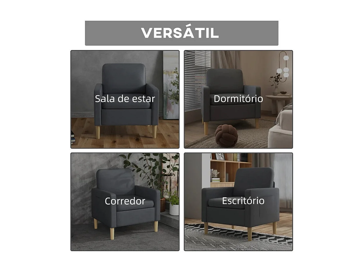 Butaca de salón gris 73x79x87 cm HOMCOM